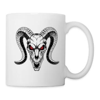 Demonic Ram Skull Red Eye Horns - Mug - white - Right