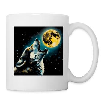 Wolf heult zum Vollmond - Tasse - Weiß - Rechts