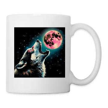 Wolf heult zum Vollmond - Tasse - Weiß - Rechts