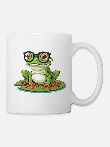 Smart Frog – lustiges Design mit Lunett - Tasse - Weiß