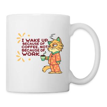 Café drôle de chat avant le travail - Mug blanc - blanc - Droite
