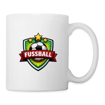 Fussball Shield mit Banner - Tasse - Weiß - Rechts
