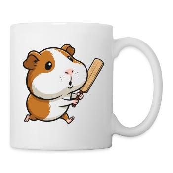 Funny guinea pig with bat cartoon - Mug - white - Right
