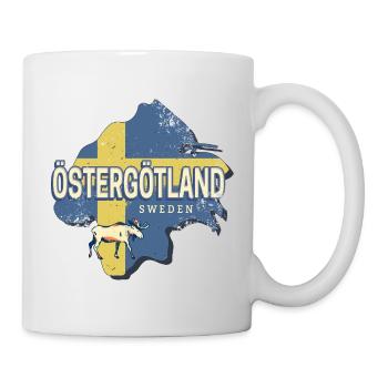 Östergötland Schweden Retro Provinz Souvenir - Tasse - Weiß - Rechts