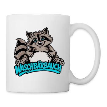 Süßer Waschbär Bauch Cartoon Tier Motiv - Tasse - Weiß - Rechts