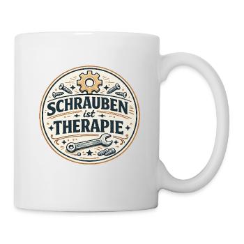 Schrauben ist Therapie - Tasse - Weiß - Rechts
