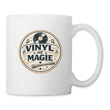 Vinyl ist Magie – Retro Schallplatte - Tasse - Weiß - Rechts