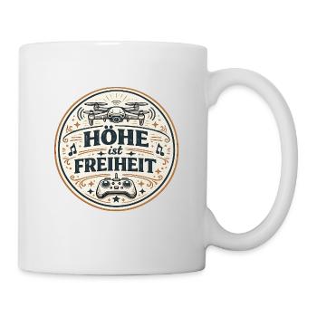 Höhe ist Freiheit – Drohnen-Motiv - Tasse - Weiß - Rechts