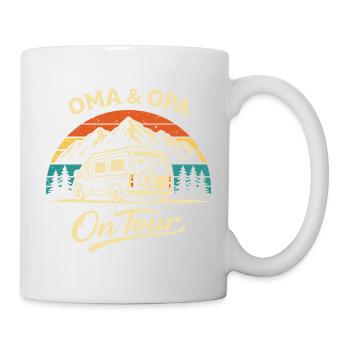 Grand-mère et grand-père en tournée camping-car - Mug blanc - blanc - Droite