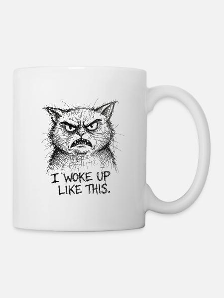 Wütige Katzen-Scribble - Tasse - Weiß
