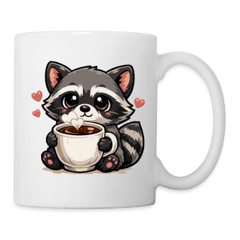 Kuschelraccoon Kaffee Herzchen - Tasse - Weiß - Rechts