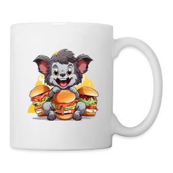 Kauender Koala mit Burgern - Tasse - Weiß - Rechts