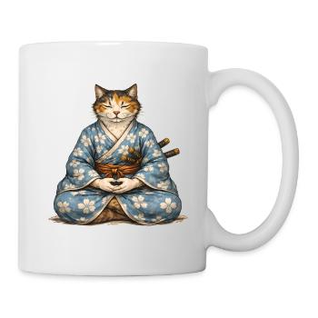 Zen-Samurai-Katzen-Meditationskimono - Tasse - Weiß - Rechts