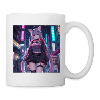 Neko Cyber Héros Neon Town - Mug blanc - blanc - Droite