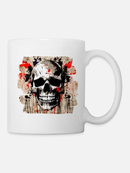 Schädel Graffiti Explosion - Tasse - Weiß