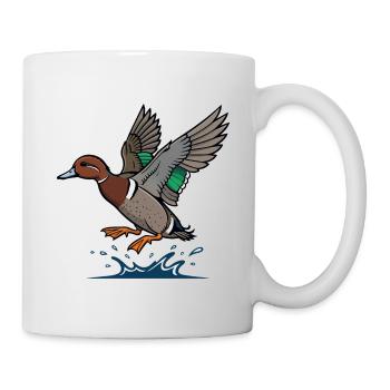 Canard Colvert En Vol Nature Sauvage Étang - Mug blanc - blanc - Droite