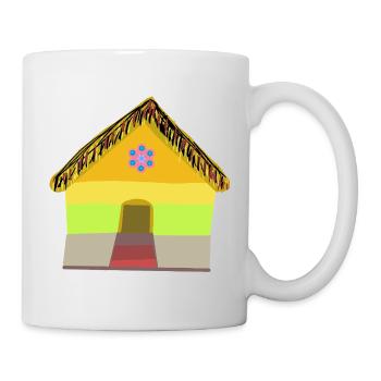 Colourful village house with thatched roof - Mug - white - Right