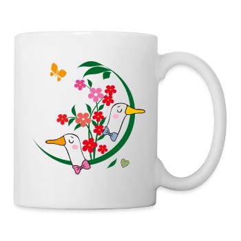 Oies avec des fleurs - Mug blanc - blanc - Droite