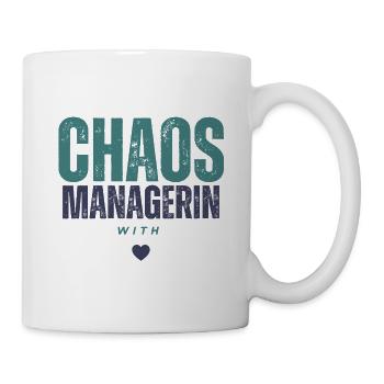 Chaos Managerin mit Herz - Geschenk für Mama  - Tasse - Weiß - Rechts