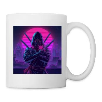 Neon ninja in Cybercity - Mug - white - Right