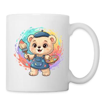 Bear painter in colorful splash - Mug - white - Right