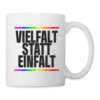 Vielfalt statt Einfalt – Regenbogen / Gay, CSD - Tasse - Weiß - Rechts
