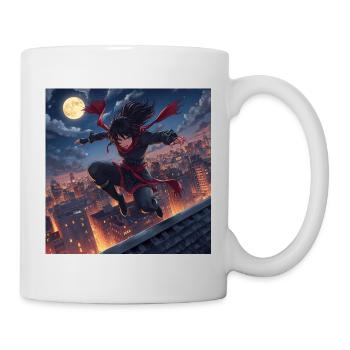 Mondnacht Sprung über Dächer - Tasse - Weiß - Rechts