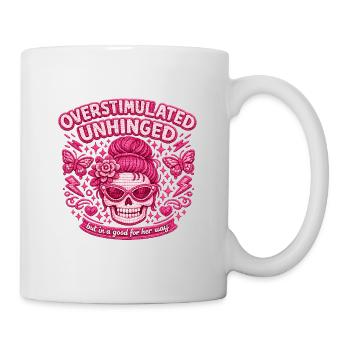 Pinkes Schädel Florale Rebellin Überstimuliert - Tasse - Weiß - Rechts