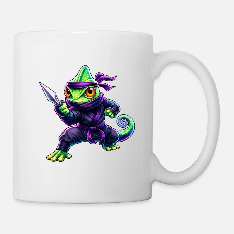 Caméléon néon Ninja Cyberpunk Animal - Mug blanc - blanc