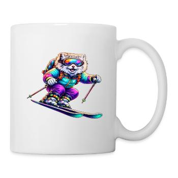 Neon Skihund Wintersporttier - Tasse - Weiß - Rechts