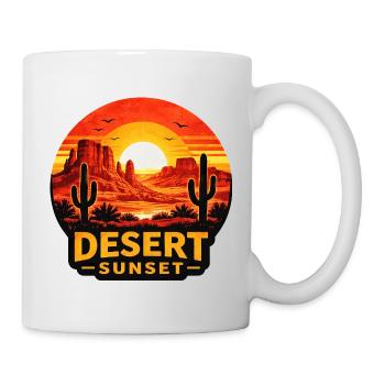 Aventure : Paysage de cactus au coucher de soleil dans le désert - Mug blanc - blanc - Droite