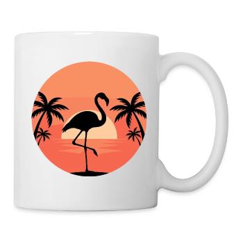 Flamingo im Sonnenuntergang Tropik - Tasse - Weiß - Rechts