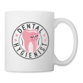 Rosa Zahnlogo mit Schleife Dentalhygienikern - Tasse - Weiß - Rechts