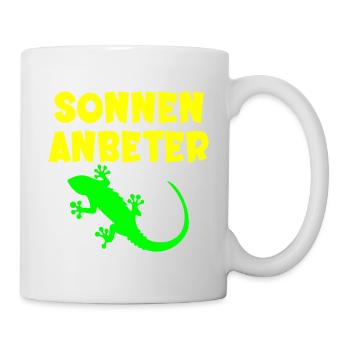Sonnenanbeter Eidechse - Sommer Sonne - Tasse - Weiß - Rechts