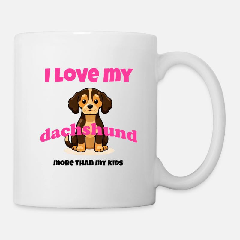 J’adore mon teckel – cadeau mignon pour un chien teckel - Mug blanc - blanc