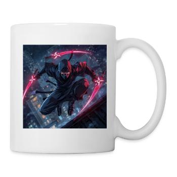Ninja urbain avec des lames néon - Mug blanc - blanc - Droite
