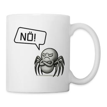 Nö! Spinne – Kleiner Sturkopf im Spinnennetz - Tasse - Weiß - Rechts