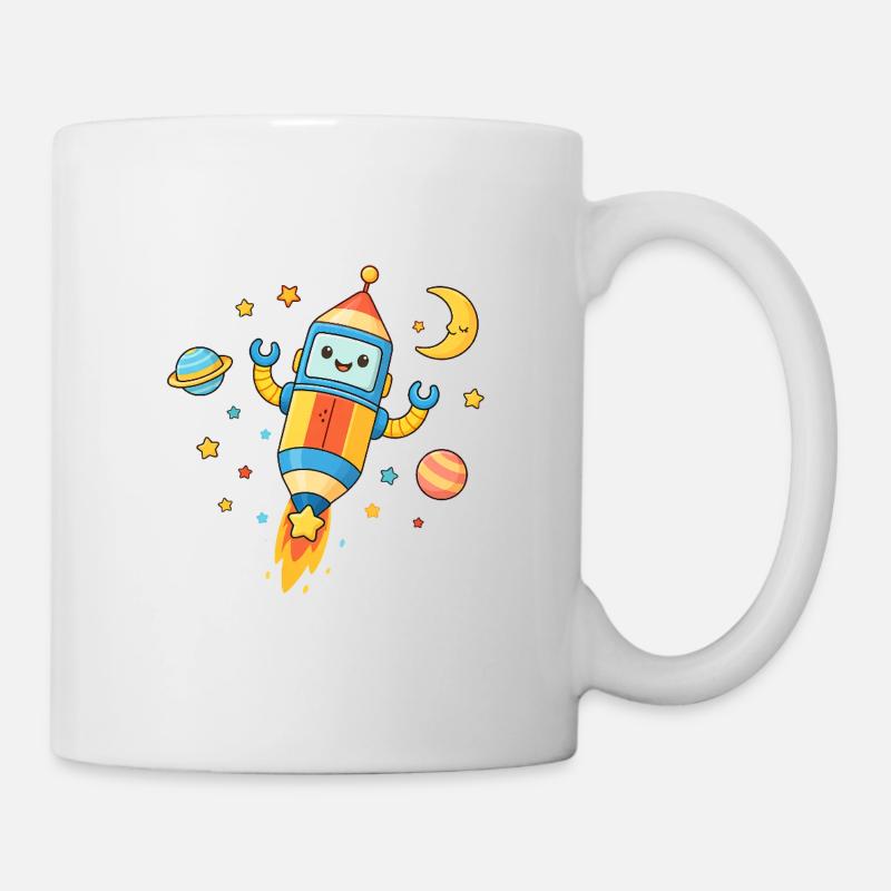Motif coloré de fusée spatiale - Mug blanc - blanc