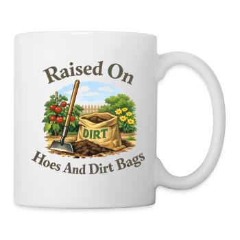 Grew up with hoes and scumbags – funny ones - Mug - white - Right