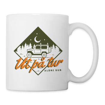 En voyage, ne jamais s'arrêter – Conception de camping norvégienne - Mug blanc - blanc - Droite