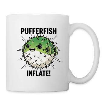 Poisson Globe Danger Inflate Pufferfish Noir - Mug blanc - blanc - Droite
