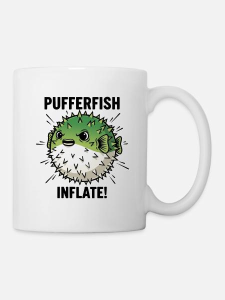 Globe Fish Danger Inflation Schwarzer Kugelfisch - Tasse - Weiß