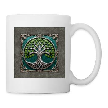 Silberner Kreisbaum des Lebens - Tasse - Weiß - Rechts
