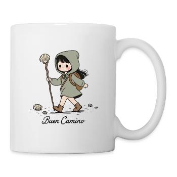 Pèlerin randonneuse sur le chemin de Compostelle - Mug blanc - blanc - Droite