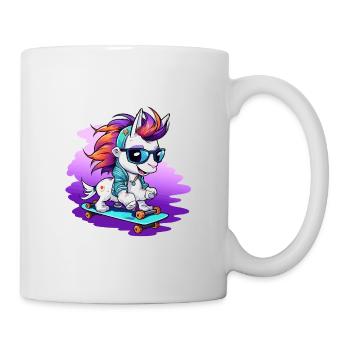 Skateur Licorne Arc-en-ciel - Mug blanc - blanc - Droite