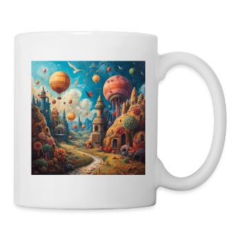 Paysage fantastique de ballons dans des tours colorées - Mug blanc - blanc - Droite