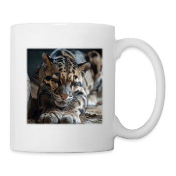 Clouded leopard resting pose Expressive wildcat - Mug - white - Right