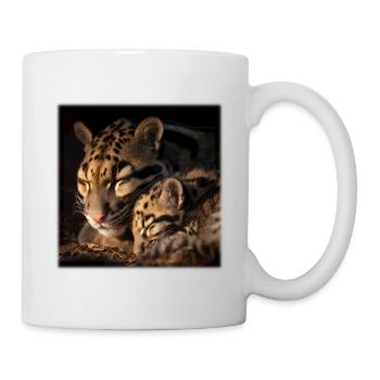 Nebelparder mit Jungtier Liebevolles Wildkatzen - Tasse - Weiß - Rechts