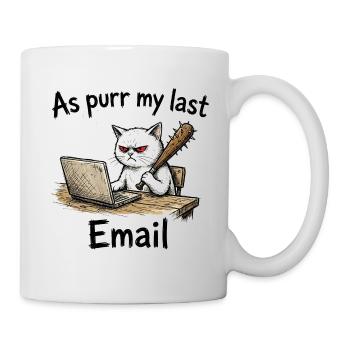Wütende Katzen-Email am Laptop per my last mail - Tasse - Weiß - Rechts