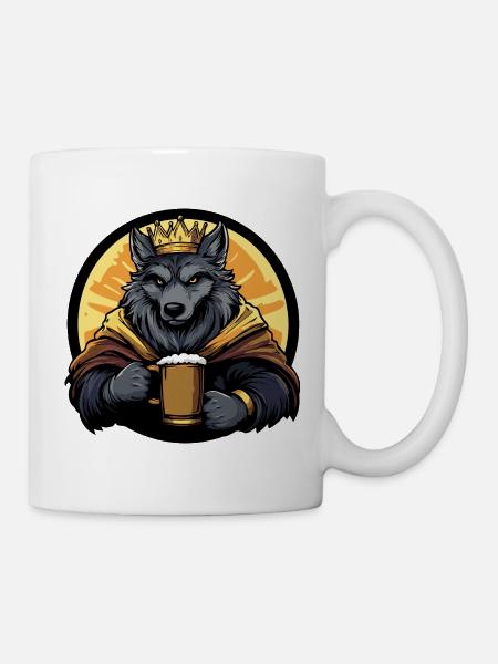 Wolf Bier Lustig - Tasse - Weiß